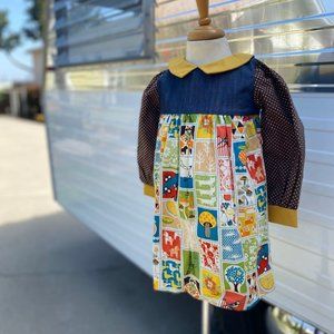 decaf plush Patchwork Polka Dot Toddler Dress